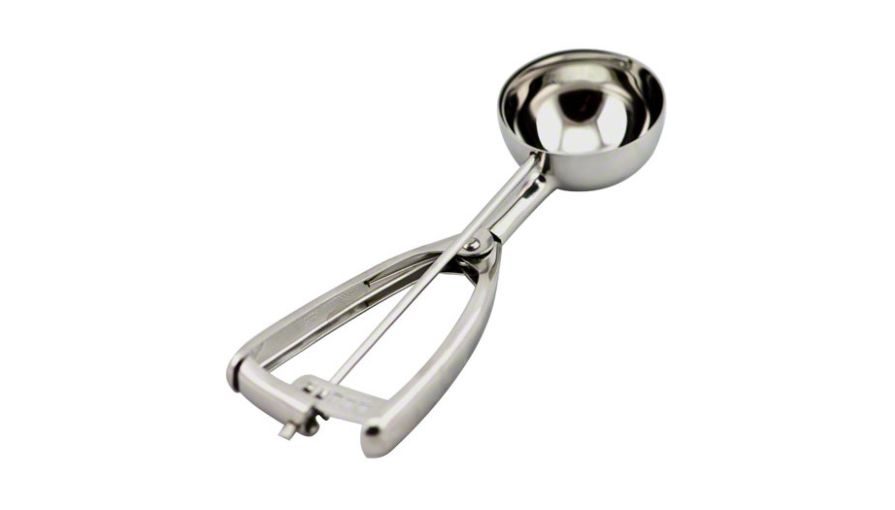 Vollrath 47157 #40 Round Stainless Steel Squeeze Handle Disher - 0.88 oz.